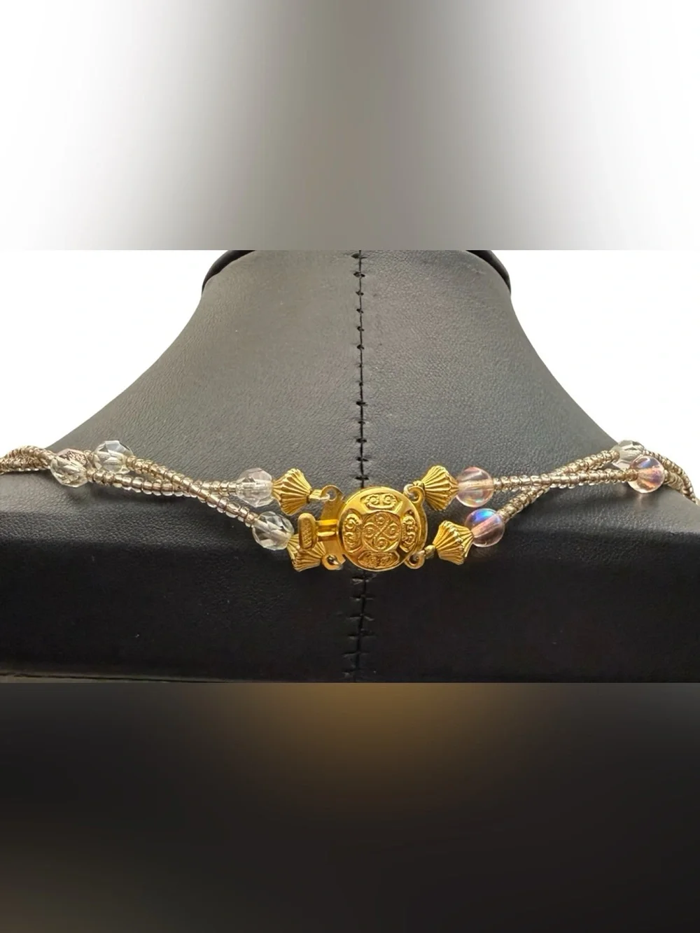 Vintage Pink Pearl & Crystal Multi-Strand Opera Length Statement Necklace